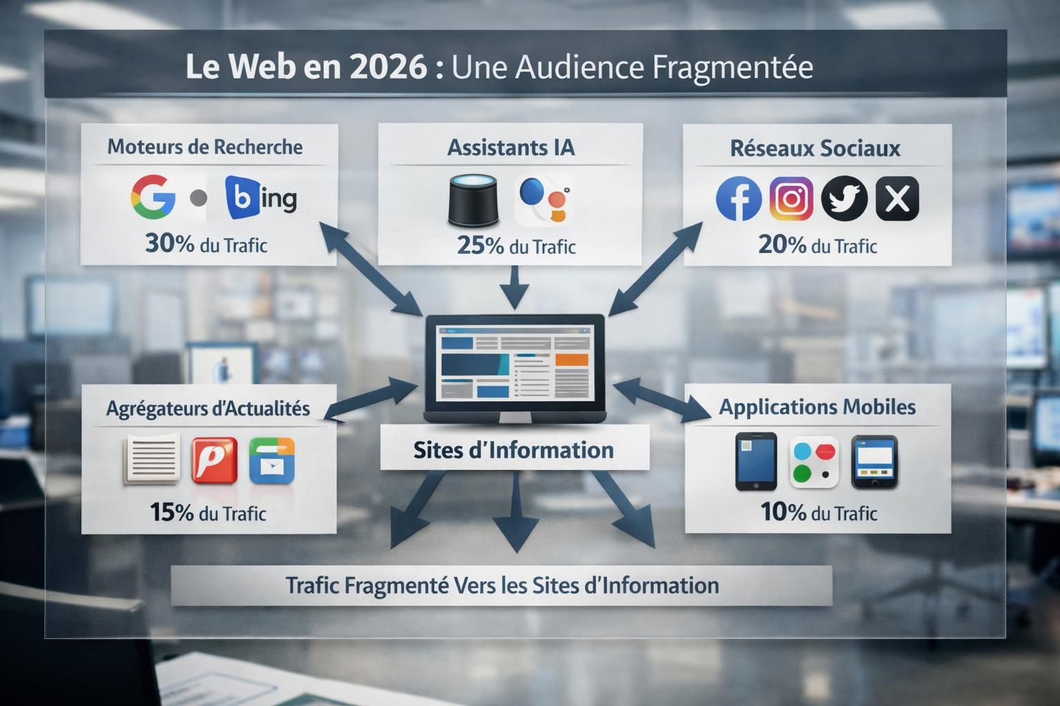 découvrez pourquoi le web entre dans l’ère du « trafic fragmenté » et comment les audiences se dispersent aujourd’hui entre moteurs de recherche, intelligences artificielles et diverses plateformes digitales.